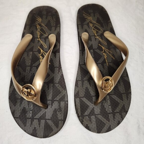 Michael Kors Gold Flip Flops - Picture 1 of 6